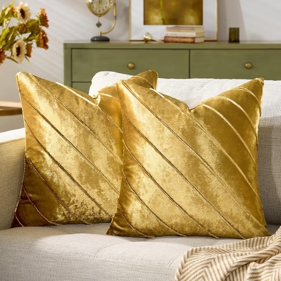 Gold Velvet Throw Pillow Covers